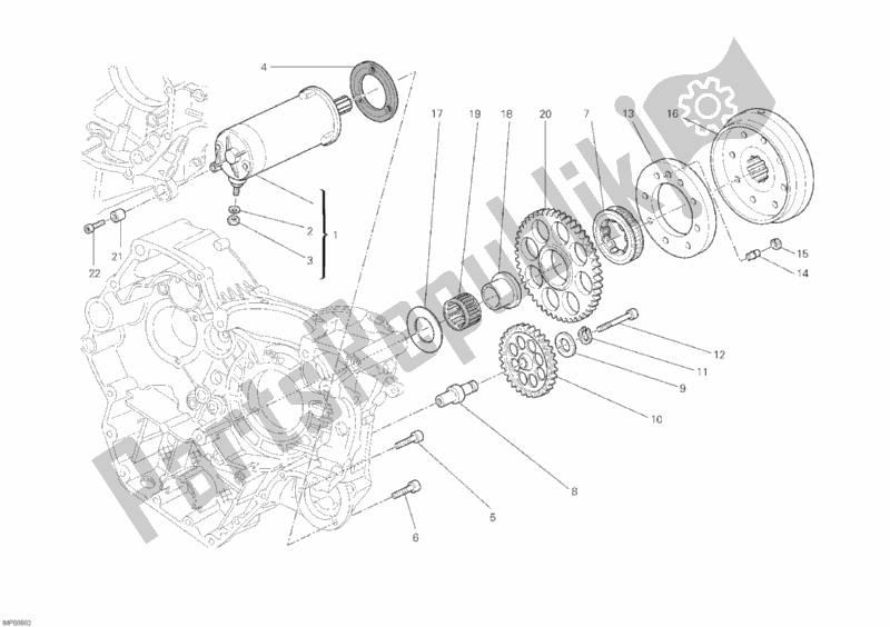 All parts for the Starting Motor of the Ducati Monster 1100 S 2010